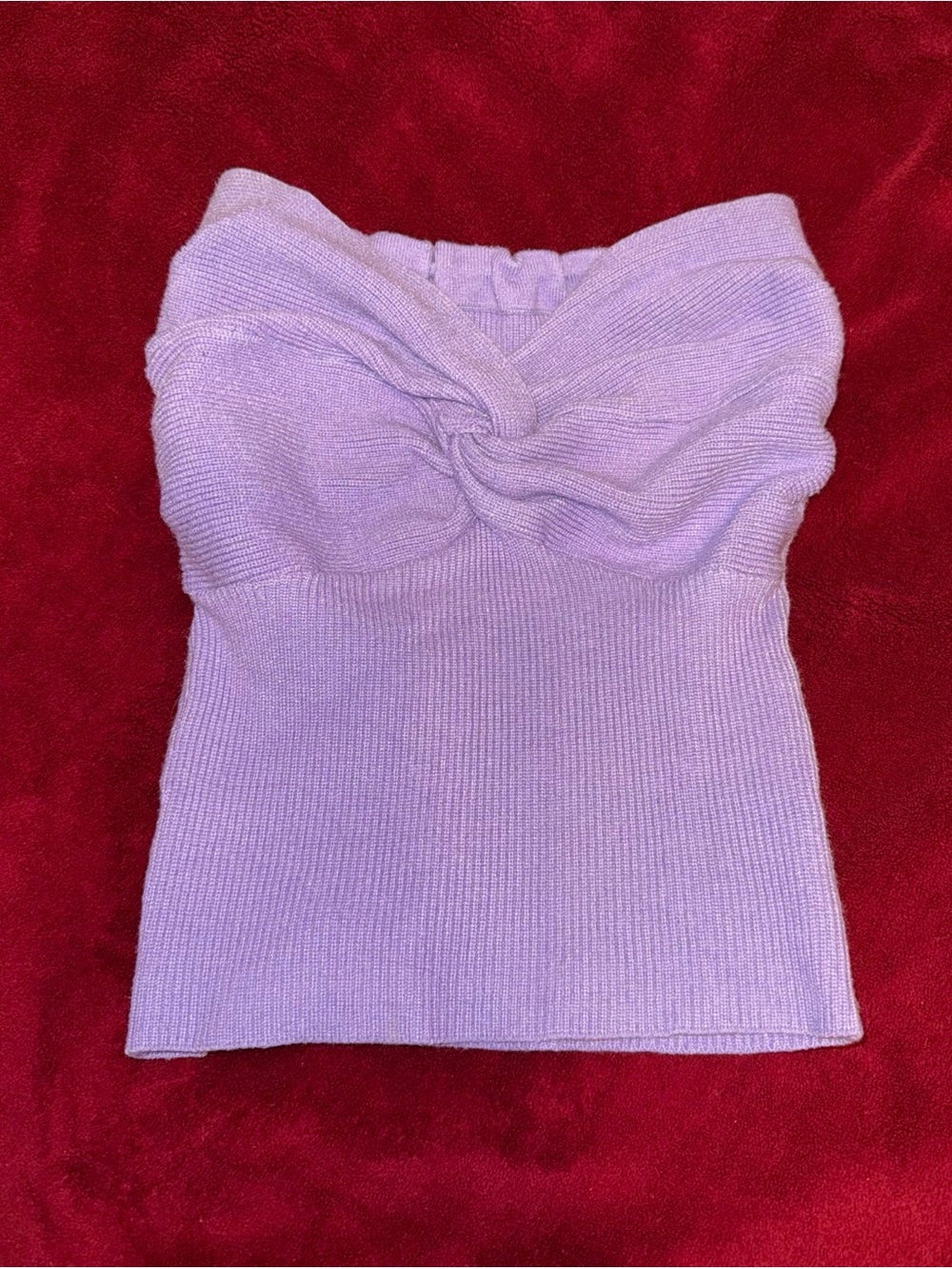 Lavender Twist-Front Knit Tube Top